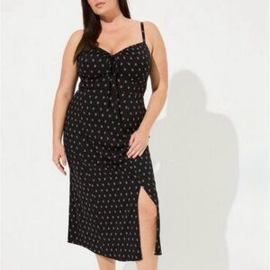 TORRID Black Floral Tea Length Stretch Challis Slit
Dress